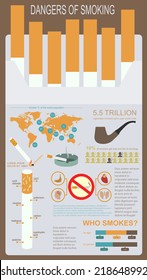 Dangers of smoking, infographics elements. Vector illustration