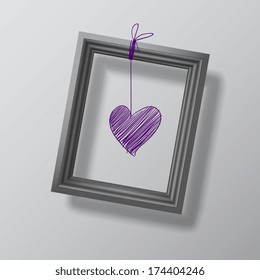 dangles realistic black photo frame, vector illustration 