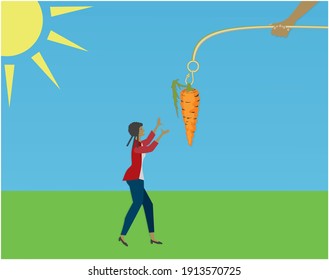 Arrojando una zanahoria. Ilustración vectorial.