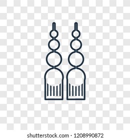 Dangling earrings concept vector linear icon isolated on transparent background, Dangling earrings concept transparency concept in outline style