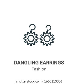 Dangling earrings outline vector icon. Thin line black dangling earrings icon, flat vector simple element illustration from editable fashion concept isolated stroke on white background