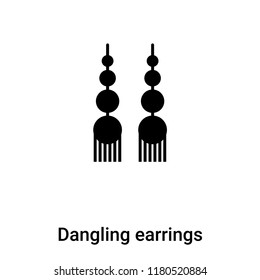 Dangling earrings icon  vector isolated on white background, logo concept of Dangling earrings  sign on transparent background, filled black symbol