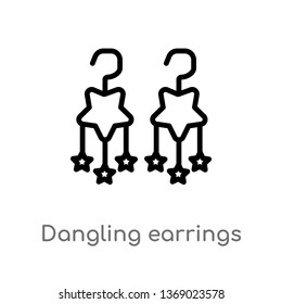 dangling earrings vector line icon. Simple element illustration. dangling earrings outline icon from woman clothing concept. Can be used for web and mobile