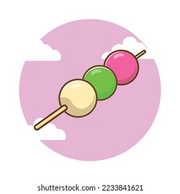 Dango cake cartoon illustration. traditional japanese food cartoon icon. Food design for childish