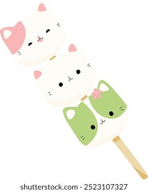 Dango cats pink white green