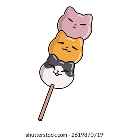 Dango with a cute cat face illustration 