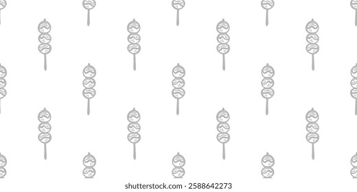 dango doodle pattern background. dango pattern background. satay meatball pattern background.