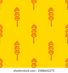 dango doodle pattern background. dango pattern background. satay meatball pattern background.