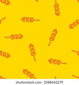 dango doodle pattern background. dango pattern background. satay meatball pattern background.