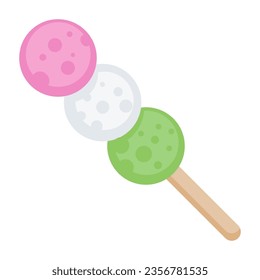 Dango food icon flat vector design isolated on white background. Dango food