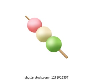 Dango icon. Japanese Dango dessert with 3 different colors. Dango vector illustration on white transparent background.