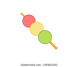 Dango icon. Japanese Dango dessert with 3 different colors. Dango vector illustration on white transparent background.