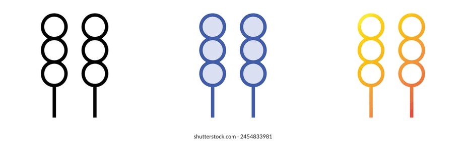 Dango-Symbol. Lineares, blaues Füllungs- und Verlaufsstil-Design auf weißem Hintergrund