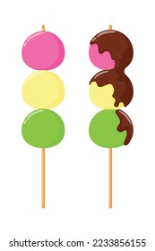 dango illustration design with melted chocolate