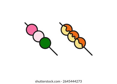 dango japanese food icon flat design