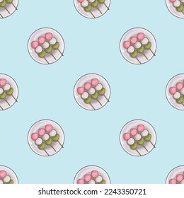 Dango japanese sweet seamless pattern background