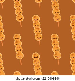 El postre tradicional japonés, sin fisuras y aislado en blanco. Vector de postre Hanami Dango 