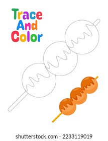 Dango tracing worksheet for kids