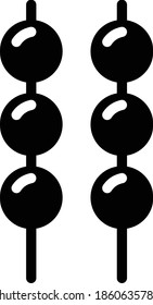 Dango Vector Icon in Glyph Style. a Japanese dumpling made from rice flour mixed with uruchi rice flour and glutinous rice flour. Vector illustration icon can be used for an app, website, or logo