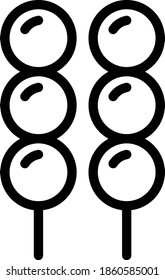 Dango Vector Icon in Outline Style. a Japanese dumpling made from rice flour mixed with uruchi rice flour and glutinous rice flour. Vector illustration icon can be used for an app, website, or logo