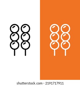 Dango Vector Symbol in Outline Style. ein japanisches Knödel aus Reismehl, das mit uruchischem Reismehl und Glutinem Reismehl gemischt ist. Vektorgrafik-Symbol kann für eine App, Website oder ein Logo verwendet werden