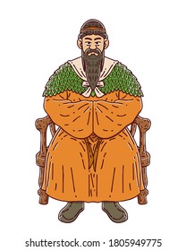 Dangun Or Dangun Wanggeom  Was The Legendary Founder And God-king Of Gojoseon, The First Korean Kingdom. Colored Vector Illustration.