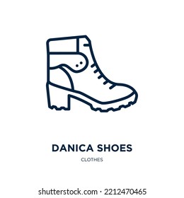 danica shoes icon from clothes collection. Thin linear danica shoes, clothes, clothing outline icon isolated on white background. Line vector danica shoes sign, symbol for web and mobile