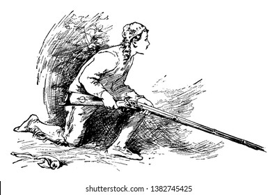 Daniel Boone, 1734-1820, he was an American pioneer, explorer, frontiersman and one of the first folk heroes of the United States, famous for his exploration and settlement, vintage line drawing