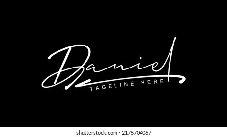 Firma de logotipo con nombre escrito a mano Daniel, diseño de logotipo con nombre de escritura a mano con plantilla de vector creativa para cualquier empresa o negocio.