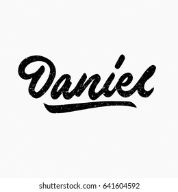 Daniel. Ink hand lettering. Modern brush calligraphy. Handwritten phrase. Inspiration graphic design typography element. Cute simple vector sign.