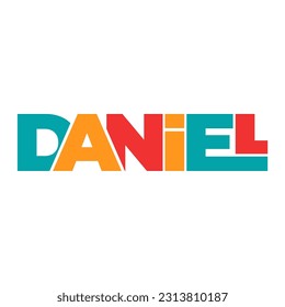DANIEL nombre letras tifografía ilustración de texto vector