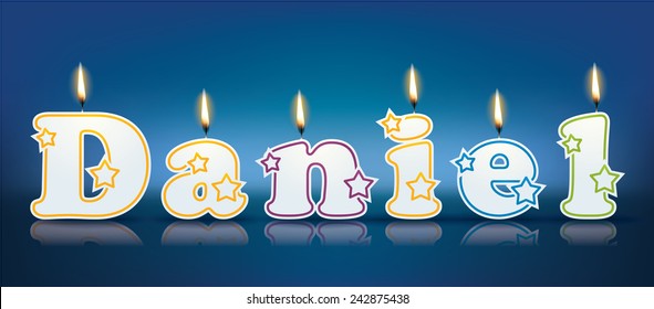 DANIEL written with burning candles - vector illustration