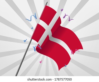 The Danish celebration flag flew at a height