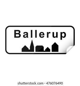 Danish city sign sticker ballerup with curly corner.