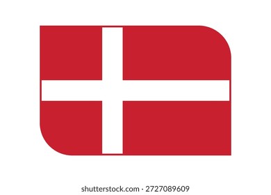 Diseño danés de la bandera danesa dannebrog con esquinas redondeadas. Símbolo tradicional de la cruz nórdica que representa la cultura de Dinamarca y el patrimonio escandinavo. Obra de arte de Vector limpio para mapas de viaje y App de noticias mundiales.