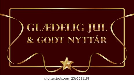 Danish (Denmark) text for Merry Christmas and happy new year. Dimension 16:9. Vector illustration.