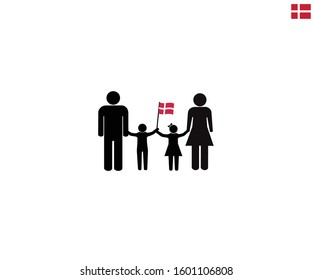 Danish family with denmark national flag, we love Denmark concept, sign symbol background, vector illustration.