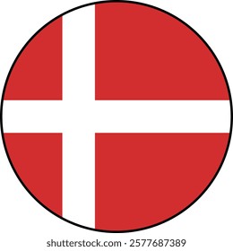 Danish flag icon on transparent background. Vector icon with black outline around the flag