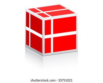 danish flag on box vector illustration