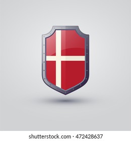 Danish flag on the shield