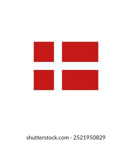 Danish Flag with Red and White Cross. Vector icon design.