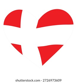 Bandeira dinamarquesa em forma de coração. Imagem de vetor de estêncil