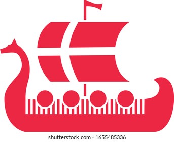 Danish Flag with Vikings Ship