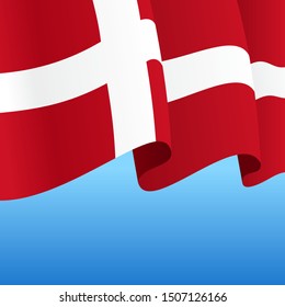 Danish flag wavy abstract background. Vector illustration.