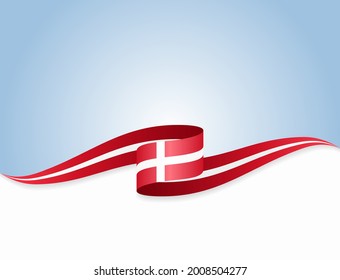 Danish flag wavy abstract background. Vector illustration.