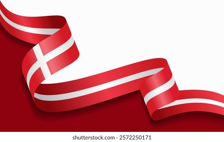 Danish flag wavy abstract background. Vector illustration.