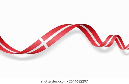 Layout de plano de fundo abstrato ondulado da bandeira dinamarquesa. Ilustração vetorial.