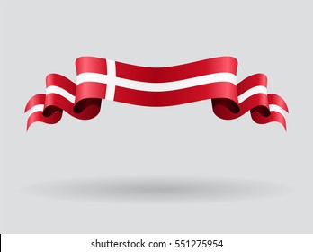 Danish flag wavy abstract background. Vector illustration.
