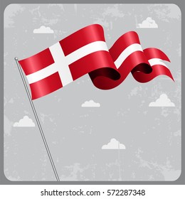 Danish Flag Wavy Abstract Background. Vector Illustration.