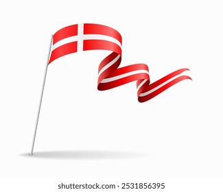 Danish flag wavy background layout. Vector illustration.